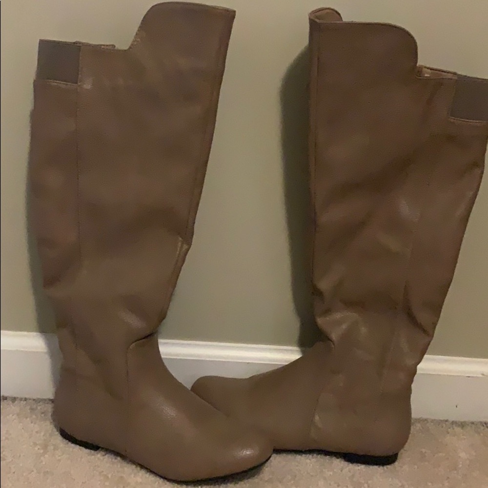 Tan knee high boots